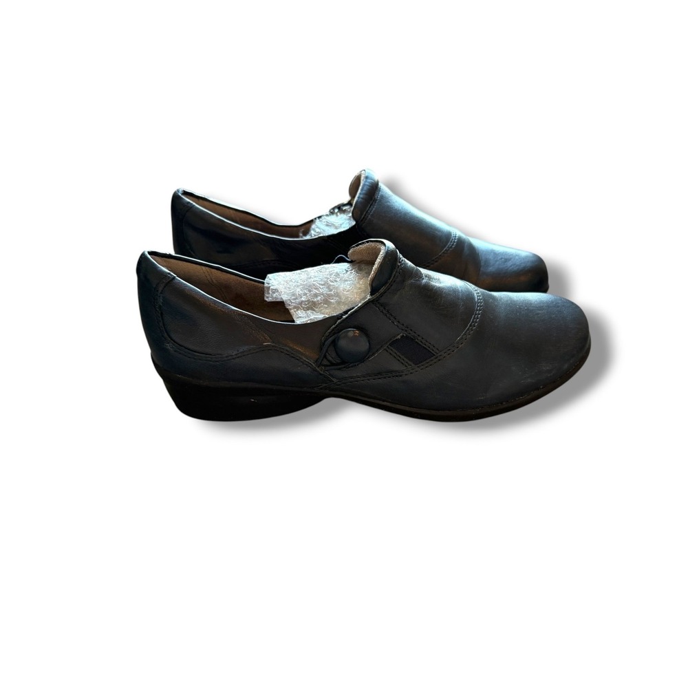 Naturalizer N5 Comfort Loafers Womens 8W Black Leather Slip On Button Shoes